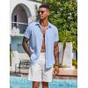 COOFANDY Mens Button Down Shirts Short Sleeve Casual Shirt Summer Beach Wedding Shirts(Light Blue)