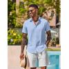 COOFANDY Mens Button Down Shirts Short Sleeve Casual Shirt Summer Beach Wedding Shirts(Light Blue)