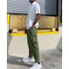 COOFANDY Mens Cargo Pants Relaxed Fit Casual Linen Pants Drawstring Sweatpants with 6 Pockets(Army Green)