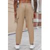 COOFANDY Mens Cargo Pants Relaxed Fit Casual Linen Pants Drawstring Sweatpants with 6 Pockets(Khaki)