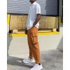 COOFANDY Mens Cargo Pants Relaxed Fit Casual Linen Pants Drawstring Sweatpants with 6 Pockets(Light Brown)