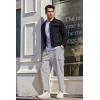 COOFANDY Mens Cargo Pants Relaxed Fit Casual Linen Pants Drawstring Sweatpants with 6 Pockets(Light Grey)