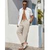 COOFANDY Men’s Casual Linen Pants Elastic Waist Drawstring Beach Summer Pants Lightweight Linen Trousers(Beige)