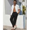 COOFANDY Men’s Casual Linen Pants Elastic Waist Drawstring Beach Summer Pants Lightweight Linen Trousers(Black)