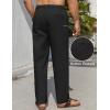COOFANDY Men’s Casual Linen Pants Elastic Waist Drawstring Beach Summer Pants Lightweight Linen Trousers(Black)