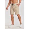 COOFANDY Men’s Casual Shorts Cotton Elastic Waist Drawstring Shorts Lightweight Summer Beach Shorts(A-khaki)