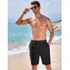 COOFANDY Mens Casual Shorts Elastic Waist Drawstring Textured Summer Beach Short(Black)