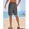COOFANDY Mens Casual Shorts Elastic Waist Drawstring Textured Summer Beach Short(Dark Grey)
