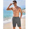 COOFANDY Mens Casual Shorts Elastic Waist Drawstring Textured Summer Beach Short(Dark Grey)