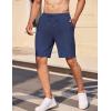 COOFANDY Mens Casual Shorts Elastic Waist Drawstring Textured Summer Beach Short(Navy Blue)