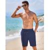 COOFANDY Mens Casual Shorts Elastic Waist Drawstring Textured Summer Beach Short(Navy Blue)