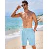 COOFANDY Mens Casual Shorts Elastic Waist Drawstring Textured Summer Beach Short(Sky Blue)