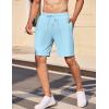 COOFANDY Mens Casual Shorts Elastic Waist Drawstring Textured Summer Beach Short(Sky Blue)