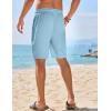 COOFANDY Mens Casual Shorts Elastic Waist Drawstring Textured Summer Beach Short(Sky Blue)