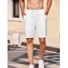 COOFANDY Mens Casual Shorts Elastic Waist Drawstring Textured Summer Beach Short(White)