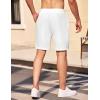COOFANDY Mens Casual Shorts Elastic Waist Drawstring Textured Summer Beach Short(White)