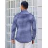 COOFANDY Mens Dress Shirts Long Sleeve Plaid Cotton Button Down Shirts Wrinkle Free Business Casual Shirt(Navy Blue White Plaid)