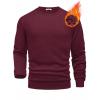 COOFANDY Men’s Fleece Crewneck Sweatshirt Cotton Long Sleeve Pullover Casual Thermal Shirts(Dark Red)