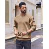 COOFANDY Men’s Fleece Crewneck Sweatshirt Cotton Long Sleeve Pullover Casual Thermal Shirts(Khaki)