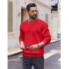 COOFANDY Men’s Fleece Crewneck Sweatshirt Cotton Long Sleeve Pullover Casual Thermal Shirts(Red)