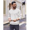 COOFANDY Men’s Fleece Crewneck Sweatshirt Cotton Long Sleeve Pullover Casual Thermal Shirts(White)