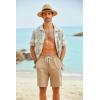 COOFANDY Men’s Hawaiian Beach Shorts Elastic Waist Drawstring Lightweight Summer Casual Shorts with Pocket(Khaki)