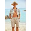 COOFANDY Men’s Hawaiian Beach Shorts Elastic Waist Drawstring Lightweight Summer Casual Shorts with Pocket(Light Khaki)