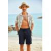 COOFANDY Men’s Hawaiian Beach Shorts Elastic Waist Drawstring Lightweight Summer Casual Shorts with Pocket(Navy)