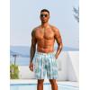 COOFANDY Men’s Hawaiian Beach Shorts Elastic Waist Drawstring Lightweight Summer Casual Shorts with Pocket(White-green Striped)