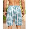 COOFANDY Men’s Hawaiian Beach Shorts Elastic Waist Drawstring Lightweight Summer Casual Shorts with Pocket(White-green Striped)