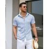 COOFANDY Men’s Knit Button Down Shirts Casual Short Sleeve Polo Shirt Summer Beach Shirts with Pocket(Angel Falls)