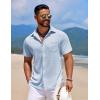 COOFANDY Men’s Knit Button Down Shirts Casual Short Sleeve Polo Shirt Summer Beach Shirts with Pocket(Angel Falls)