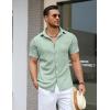 COOFANDY Men’s Knit Button Down Shirts Casual Short Sleeve Polo Shirt Summer Beach Shirts with Pocket(Gossamer Green)