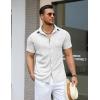 COOFANDY Men’s Knit Button Down Shirts Casual Short Sleeve Polo Shirt Summer Beach Shirts with Pocket(White)
