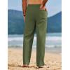 COOFANDY Men’s Linen Pants Casual Loose Fit Beach Summer Yoga Pant Lightweight Drawstring Linen Trousers(Army Green)