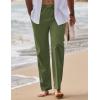 COOFANDY Men’s Linen Pants Casual Loose Fit Beach Summer Yoga Pant Lightweight Drawstring Linen Trousers(Army Green)