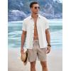 COOFANDY Mens Linen Shorts 9″ Elastic Waist Drawstring Casual Shorts Lightweight Summer Beach Shorts(Khaki)