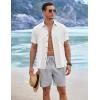 COOFANDY Mens Linen Shorts 9″ Elastic Waist Drawstring Casual Shorts Lightweight Summer Beach Shorts(Light Grey)