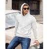 COOFANDY Men’s Long Sleeve Hooded Sweatshirt Casual Lightweight Hoodies Pullover Textured Drawstring Hoodie with Kanga Pocket(White)