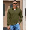 COOFANDY Men’s Quarter Zip Pullover Sweatshirt Mock Neck Quilted Sweatshirt Lightweight Casual Long Sleeve Polo Shirt(Army Green)