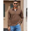 COOFANDY Men’s Quarter Zip Pullover Sweatshirt Mock Neck Quilted Sweatshirt Lightweight Casual Long Sleeve Polo Shirt(Brown)