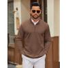 COOFANDY Men’s Quarter Zip Pullover Sweatshirt Mock Neck Quilted Sweatshirt Lightweight Casual Long Sleeve Polo Shirt(Brown)