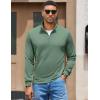 COOFANDY Men’s Quarter Zip Pullover Sweatshirt Mock Neck Quilted Sweatshirt Lightweight Casual Long Sleeve Polo Shirt(Dark Green)
