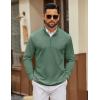 COOFANDY Men’s Quarter Zip Pullover Sweatshirt Mock Neck Quilted Sweatshirt Lightweight Casual Long Sleeve Polo Shirt(Dark Green)