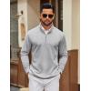 COOFANDY Men’s Quarter Zip Pullover Sweatshirt Mock Neck Quilted Sweatshirt Lightweight Casual Long Sleeve Polo Shirt(Light Grey)