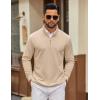 COOFANDY Men’s Quarter Zip Pullover Sweatshirt Mock Neck Quilted Sweatshirt Lightweight Casual Long Sleeve Polo Shirt(Light Khaki)