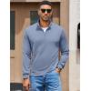 COOFANDY Men’s Quarter Zip Pullover Sweatshirt Mock Neck Quilted Sweatshirt Lightweight Casual Long Sleeve Polo Shirt(Sky Blue)