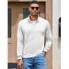 COOFANDY Men’s Quarter Zip Pullover Sweatshirt Mock Neck Quilted Sweatshirt Lightweight Casual Long Sleeve Polo Shirt(White)
