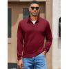 COOFANDY Men’s Quarter Zip Pullover Sweatshirt Mock Neck Quilted Sweatshirt Lightweight Casual Long Sleeve Polo Shirt(Wine Red)