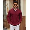 COOFANDY Men’s Quarter Zip Pullover Sweatshirt Mock Neck Quilted Sweatshirt Lightweight Casual Long Sleeve Polo Shirt(Wine Red)
